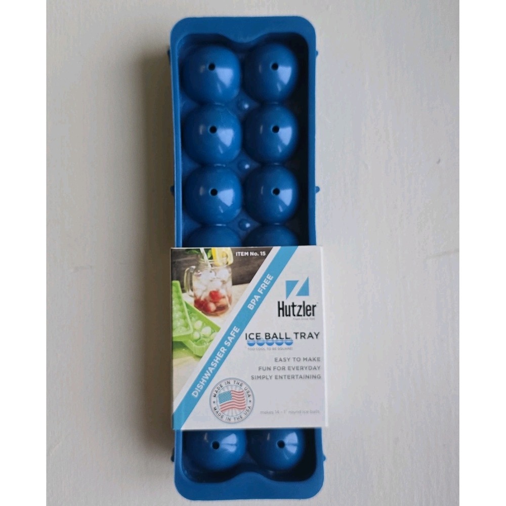 Hutzler Ice Ball Tray #15 Blue‎ Makes 14 1" Balls USA Made Retro NOS